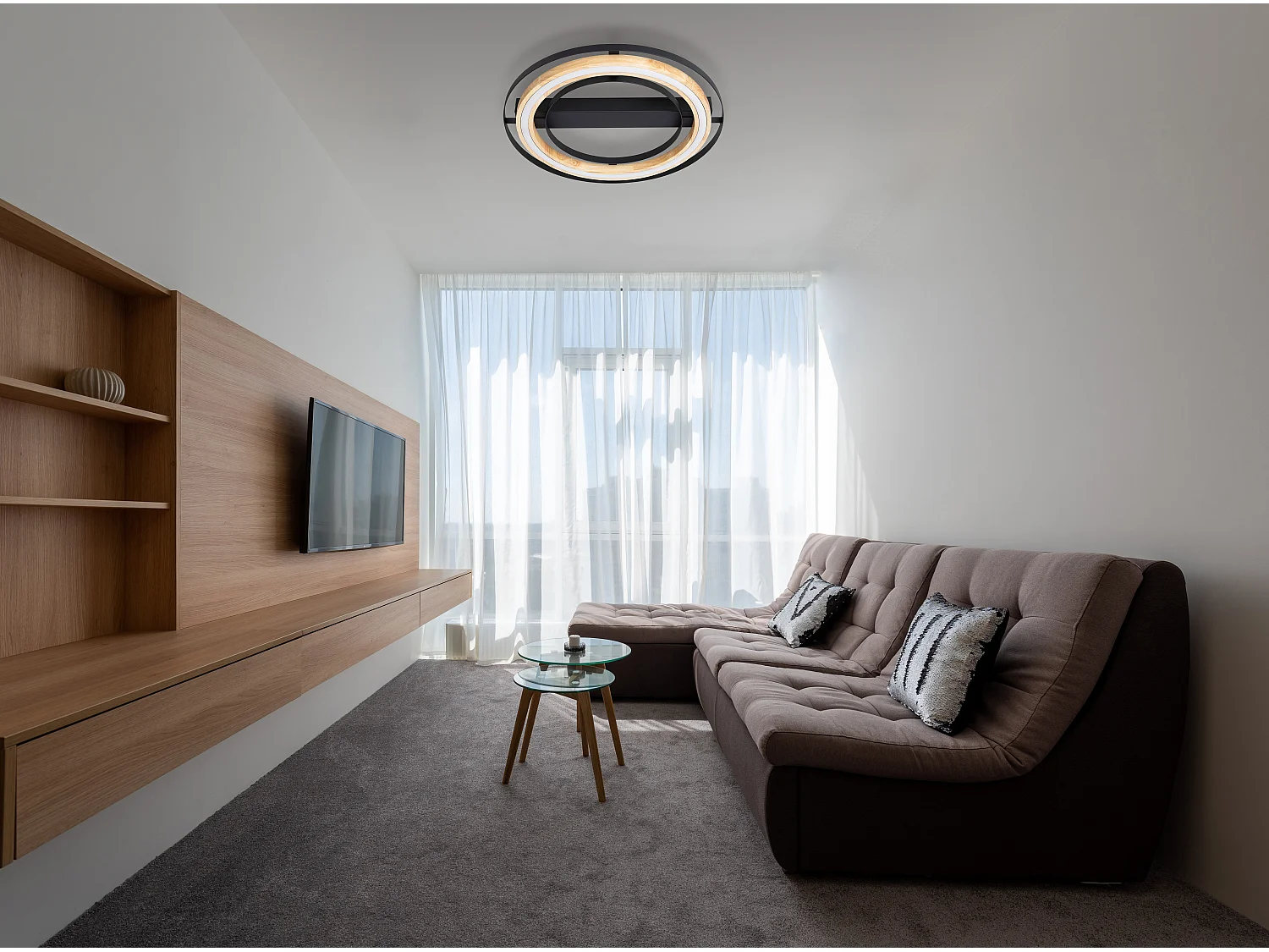 Plafonnier métal noir mat, LED