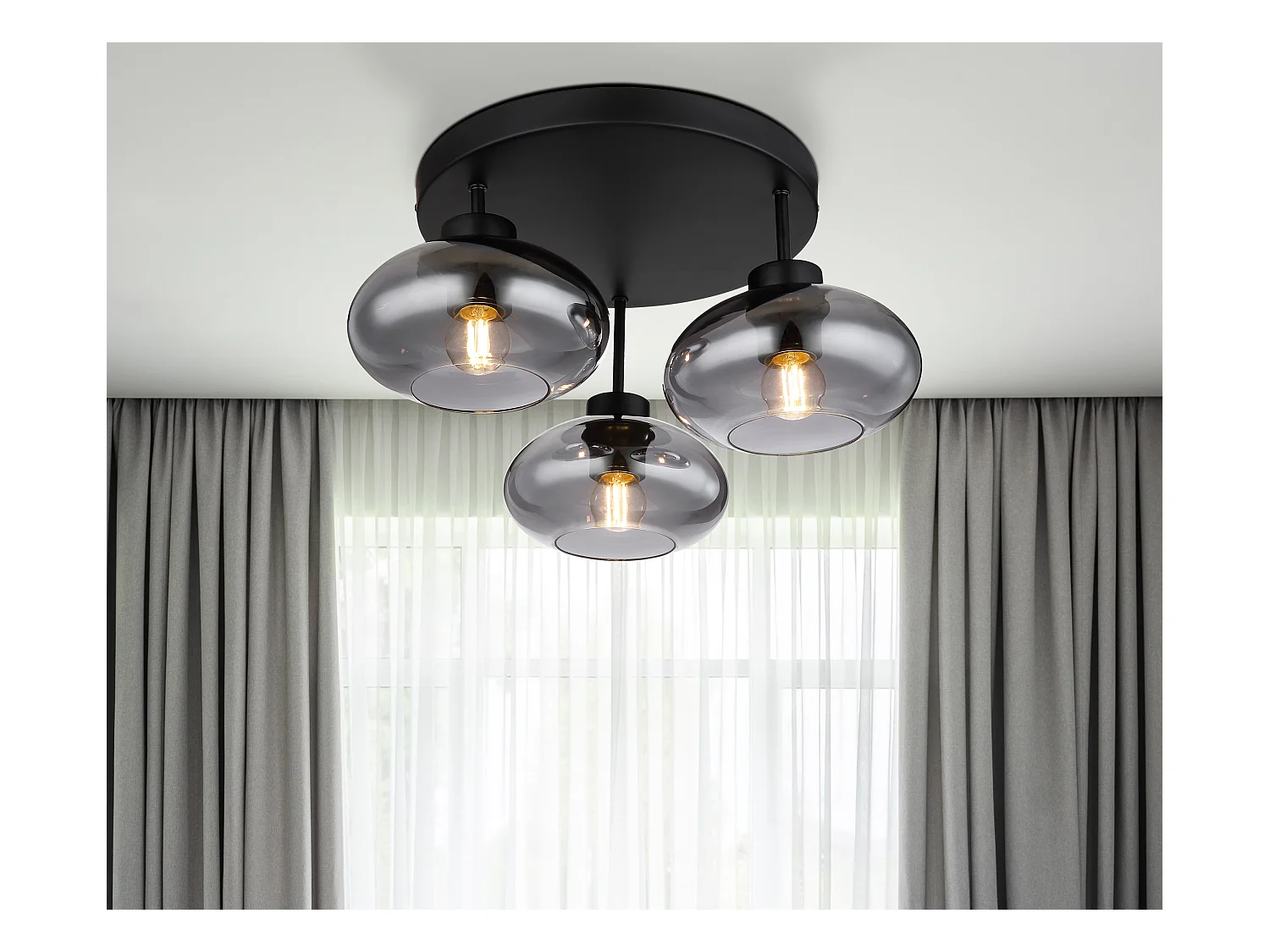 Deckenleuchte Metall schwarz matt, 3x E27