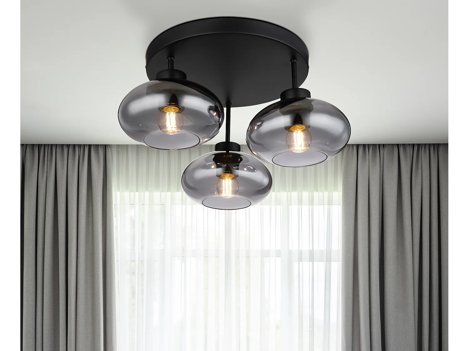 Deckenleuchte Metall schwarz matt, 3x E27