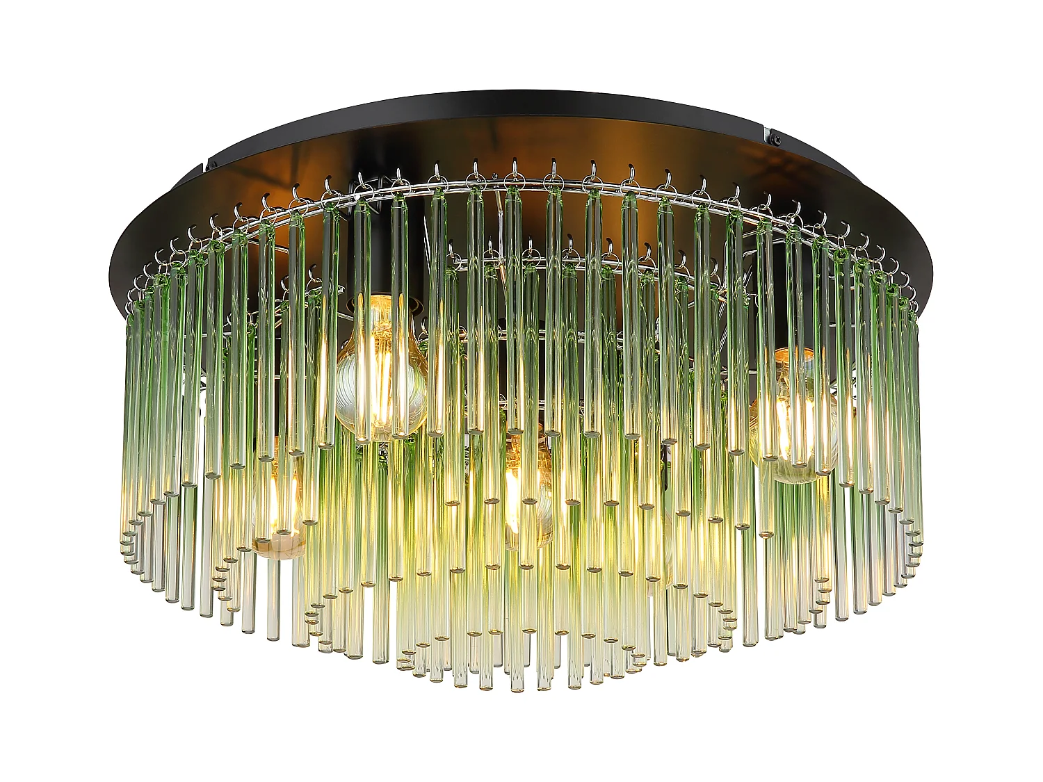 Plafonnier métal noir mat, 5x E27