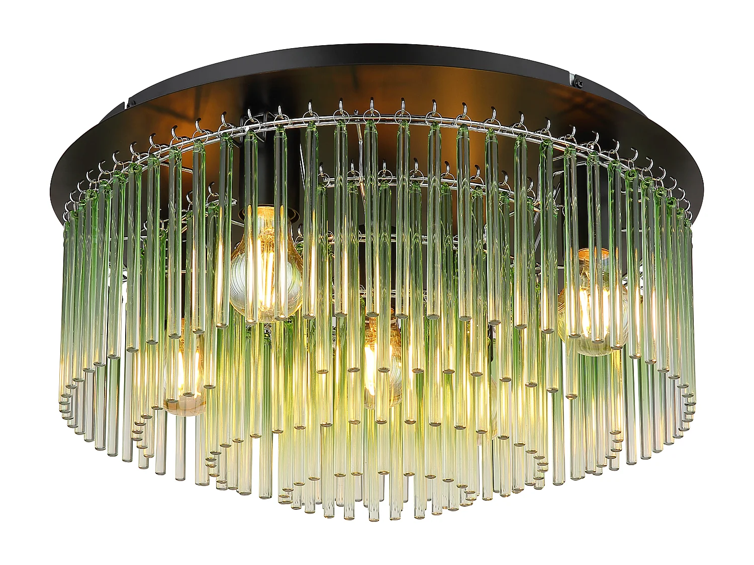 Plafonnier métal noir mat, 5x E27