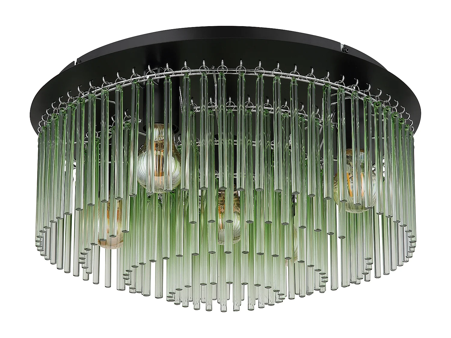 Plafonnier métal noir mat, 5x E27