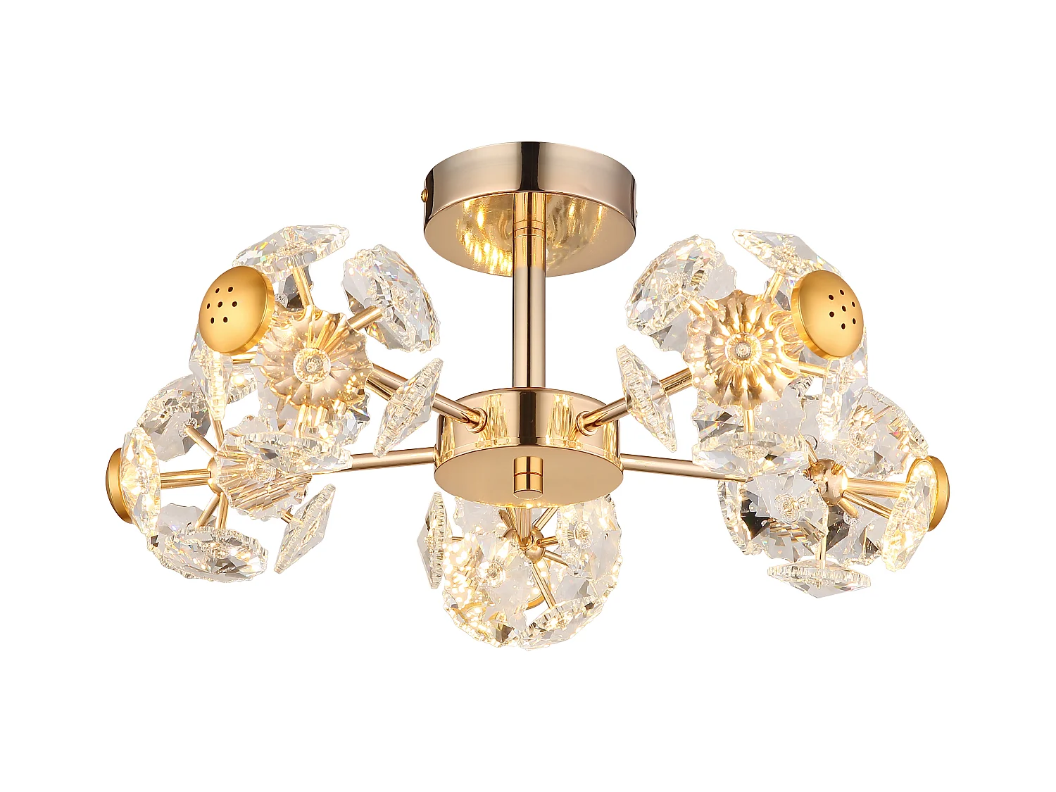 Plafonnier métal couleur or, LED