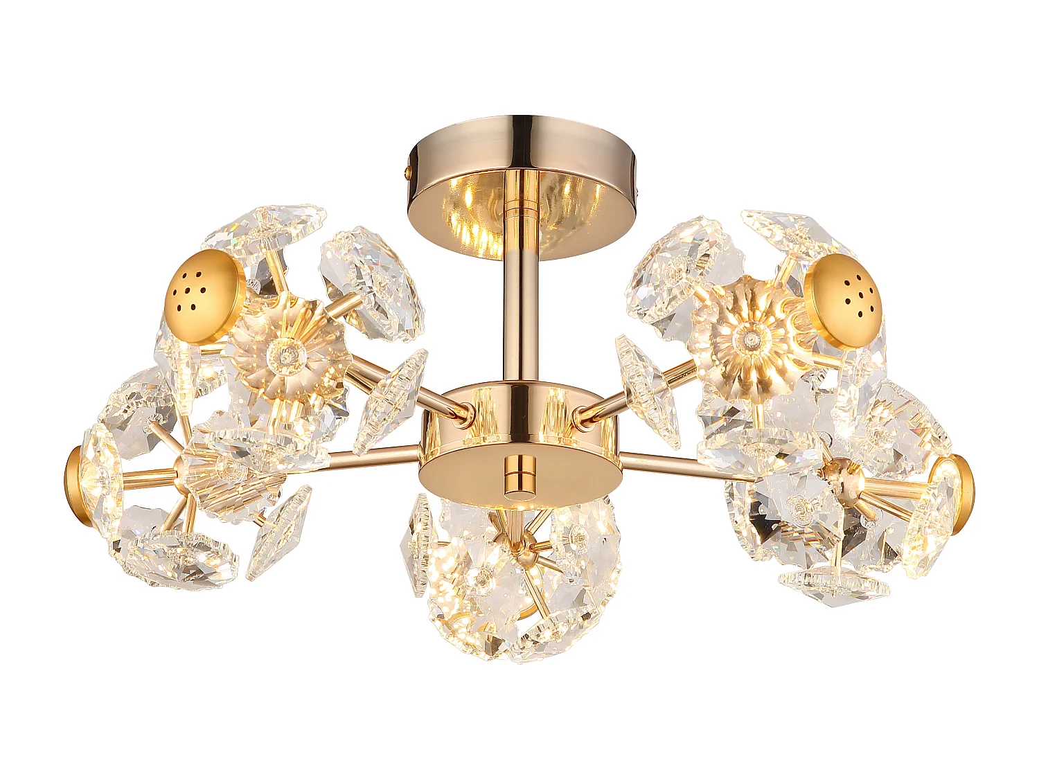 Plafonnier métal couleur or, LED