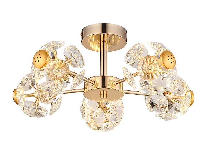 Plafonnier métal couleur or, LED