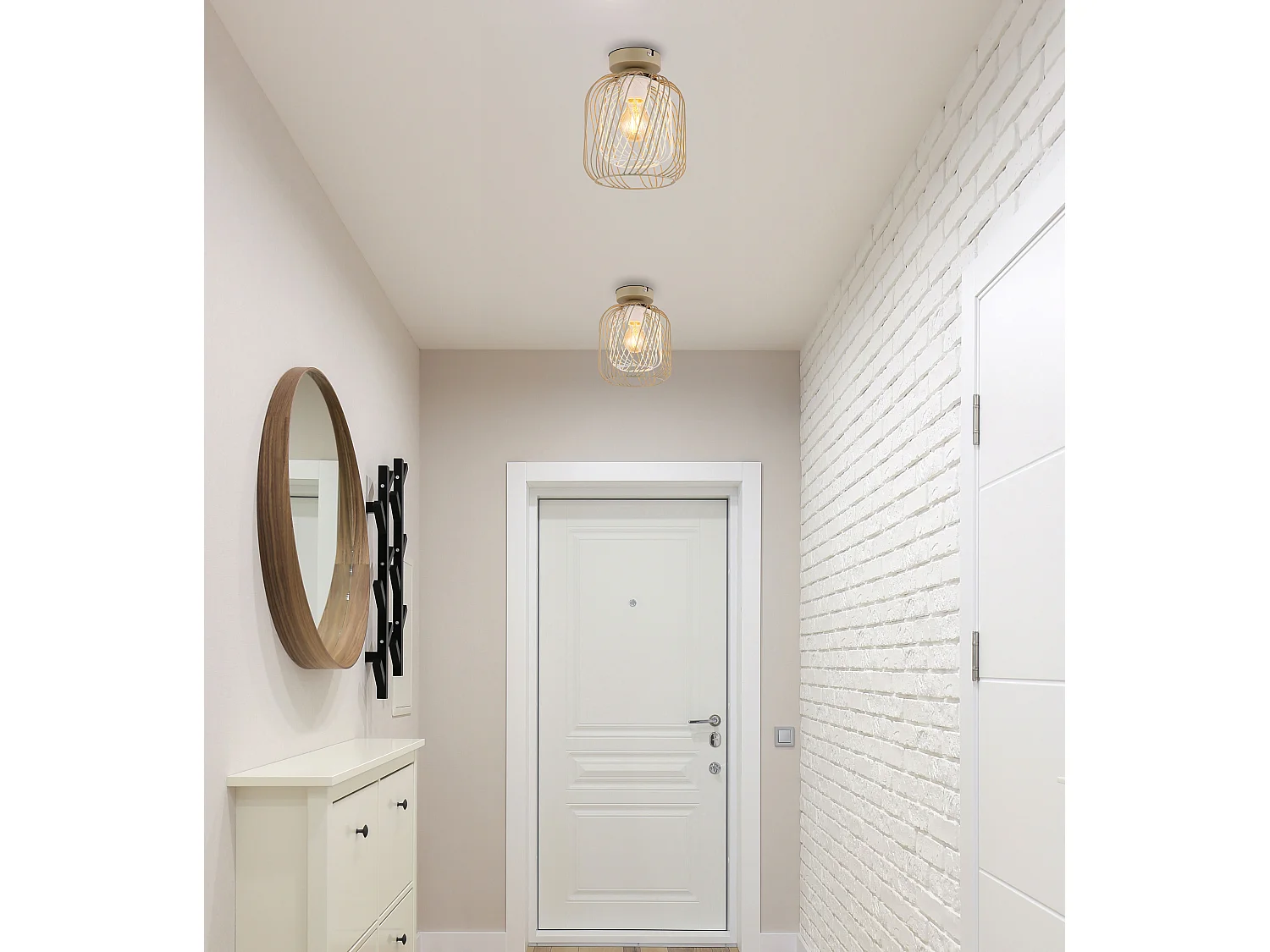 Plafonnier métal couleur sable mat, 1x E27