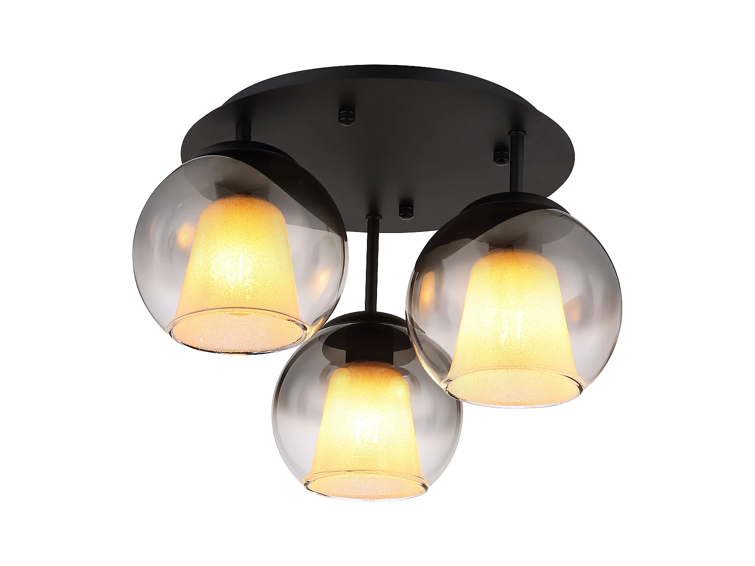 Plafonnier métal noir mat, 3x E27