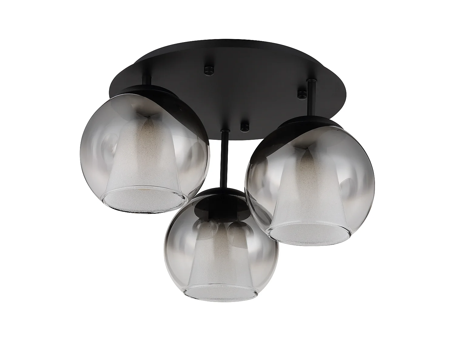 Plafonnier métal noir mat, 3x E27