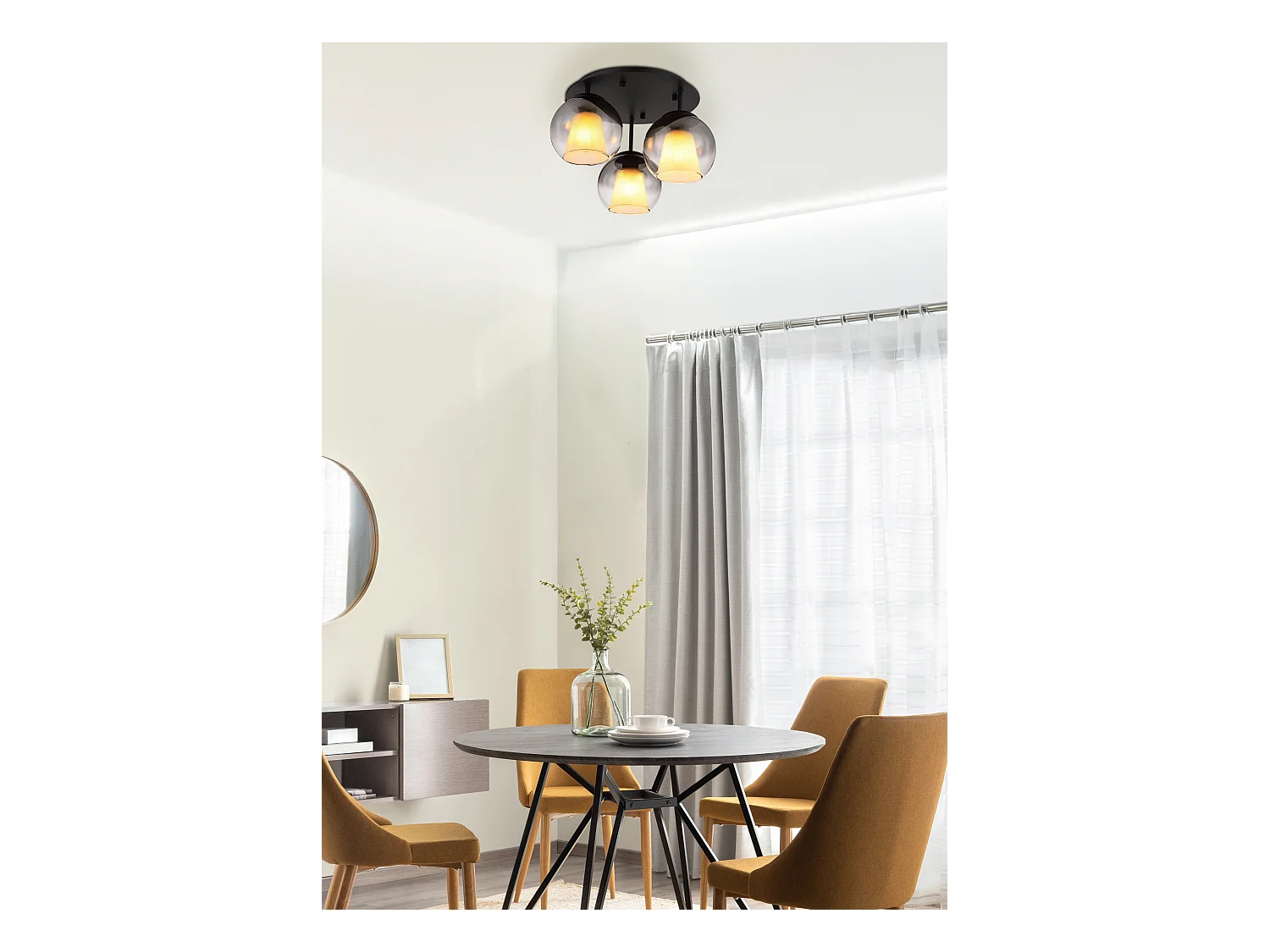 Plafonnier métal noir mat, 3x E27