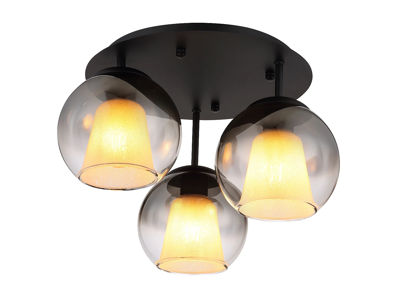 Plafonnier métal noir mat, 3x E27