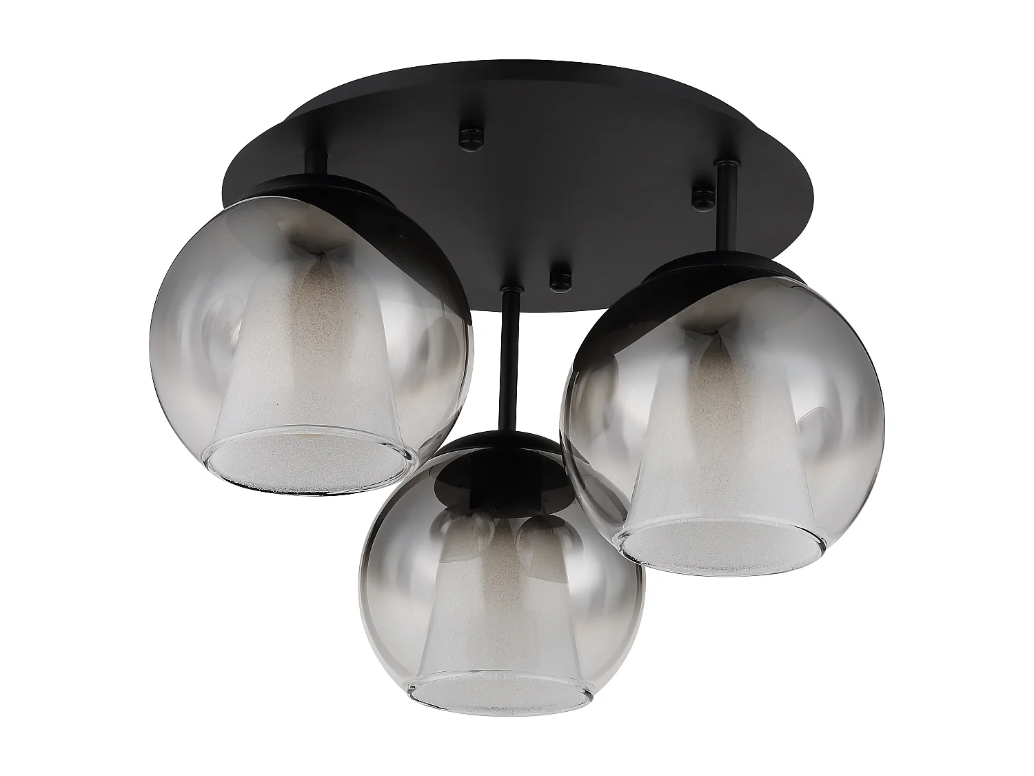 Plafonnier métal noir mat, 3x E27