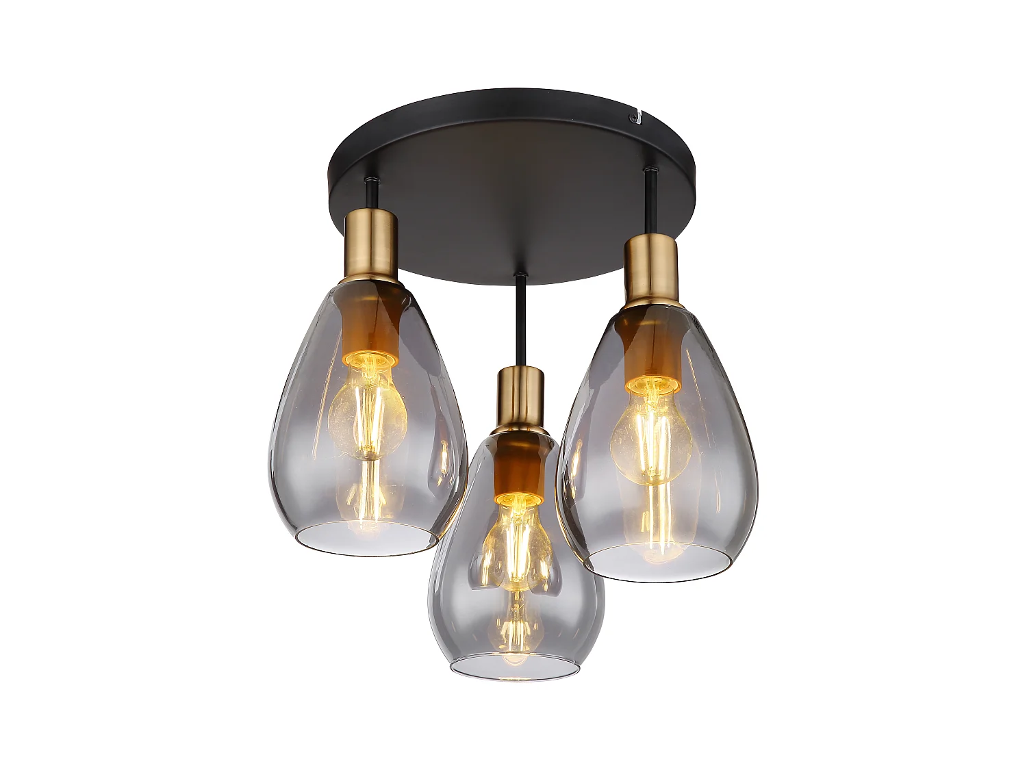 Plafonnier métal noir mat, 3x E27