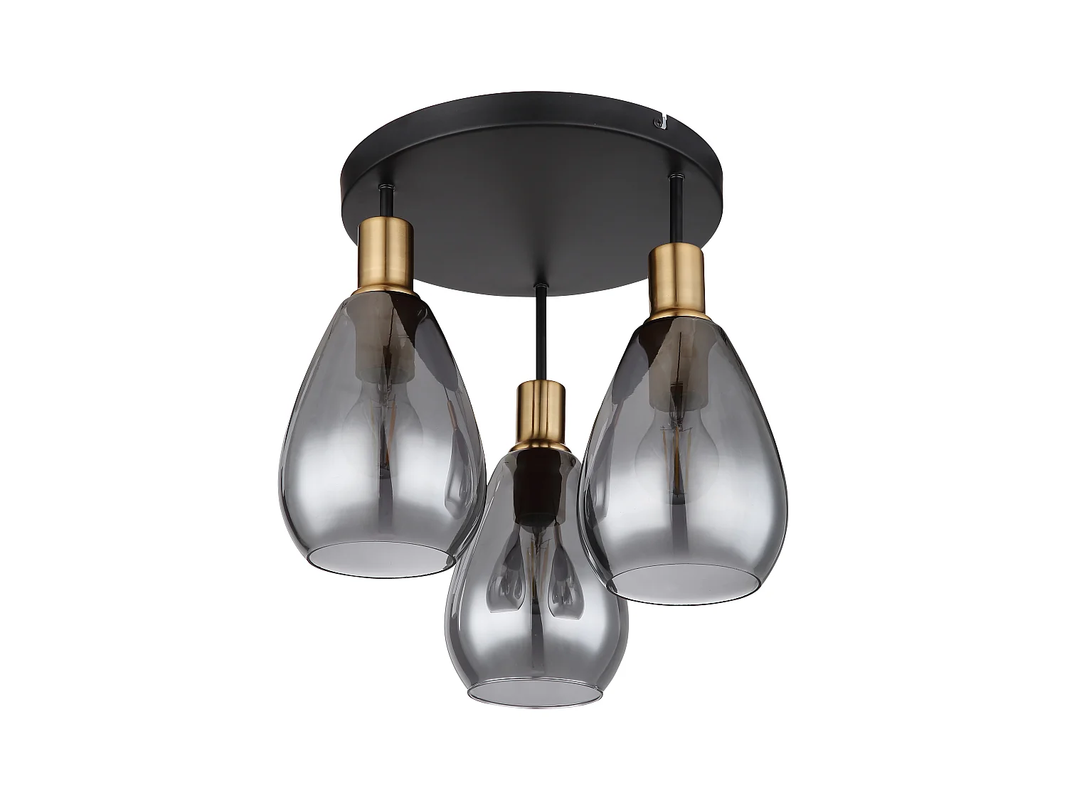 Plafonnier métal noir mat, 3x E27