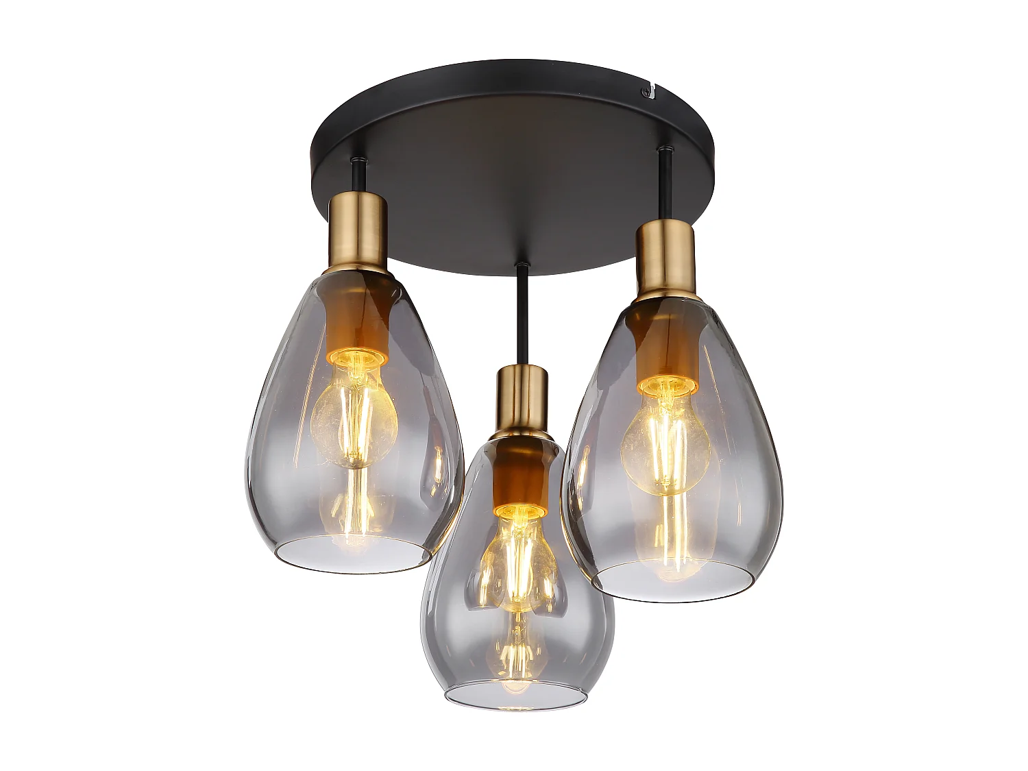 Plafonnier métal noir mat, 3x E27