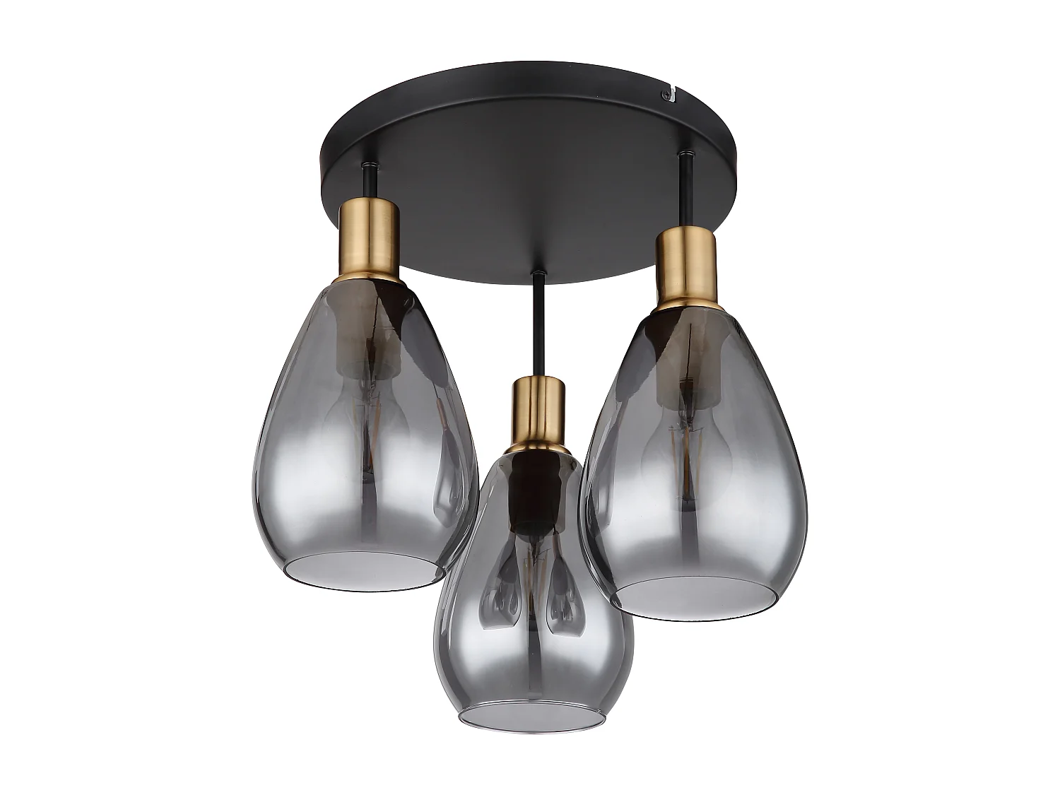 Plafonnier métal noir mat, 3x E27