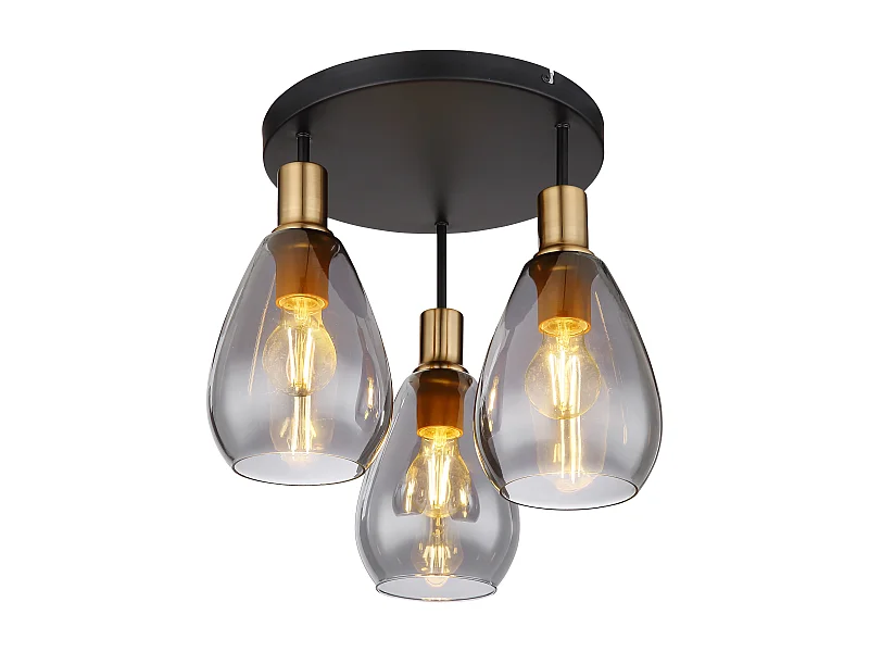 Plafonnier métal noir mat, 3x E27