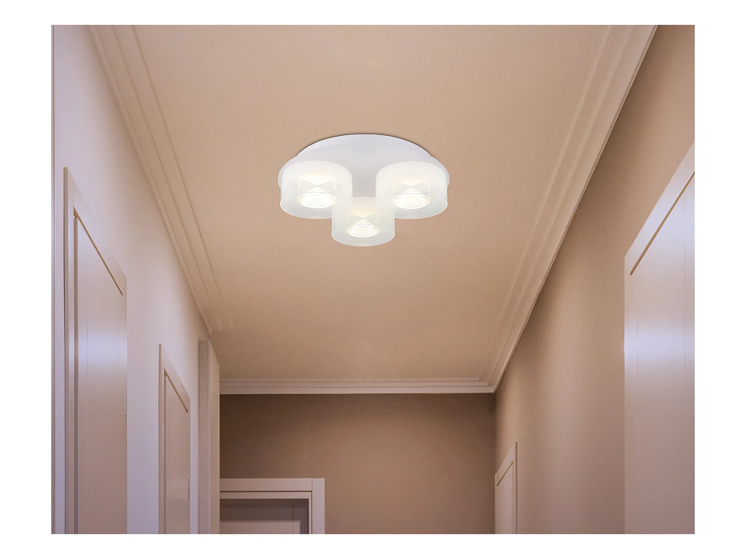 Plafonnier métal blanc mat, LED