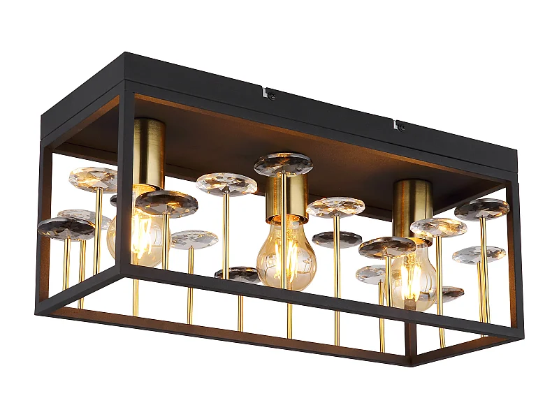 Plafonnier métal noir mat, 3x E27