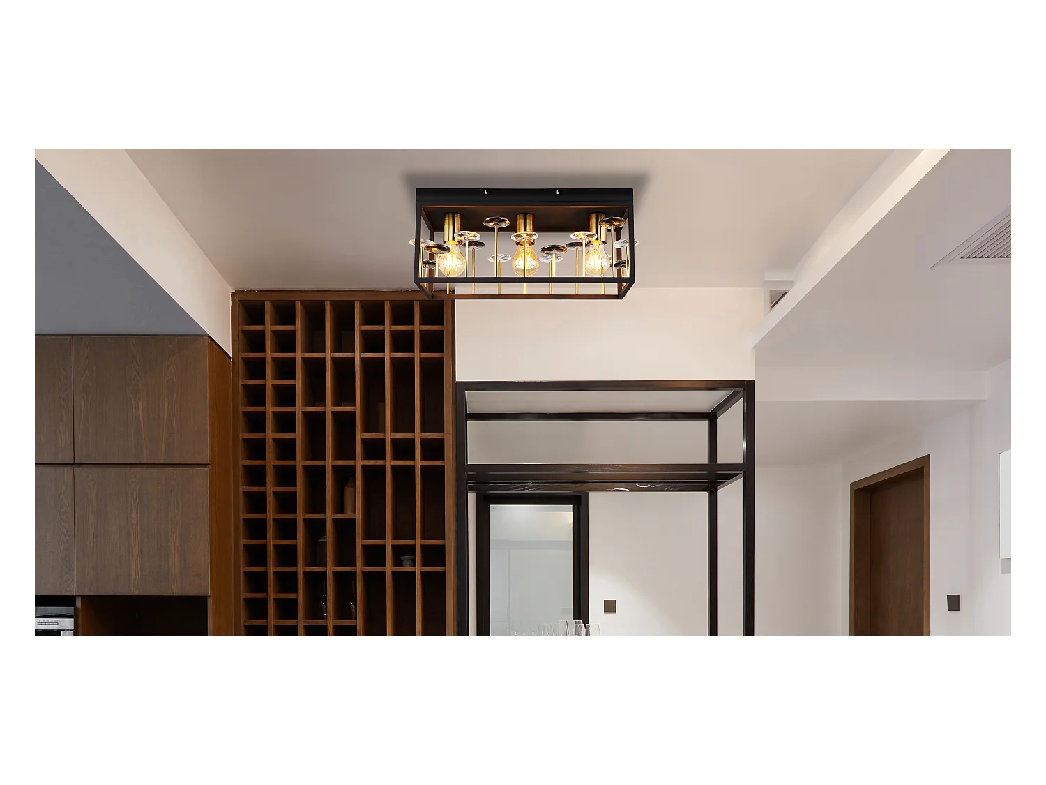 Plafoniera metallo nero satinato, 3x E27