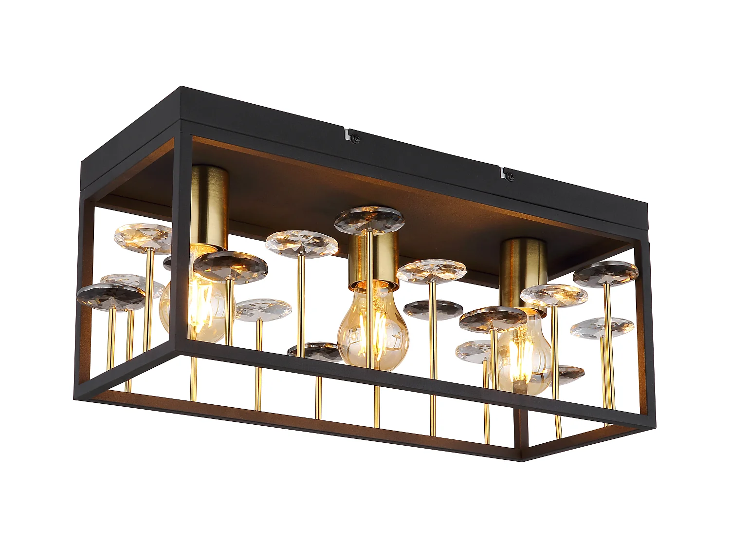Plafonnier métal noir mat, 3x E27
