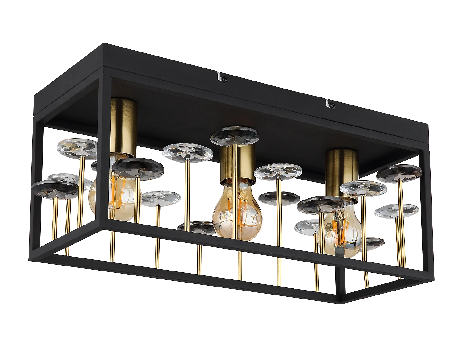 Plafonnier métal noir mat, 3x E27