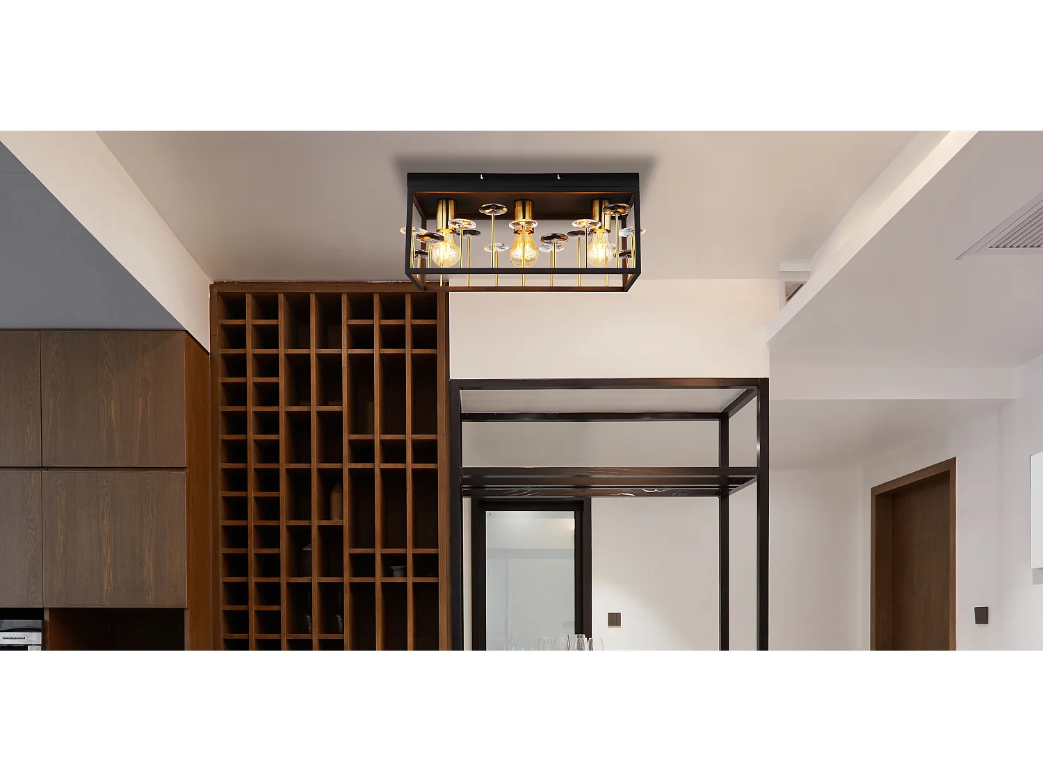 Plafonnier métal noir mat, 3x E27