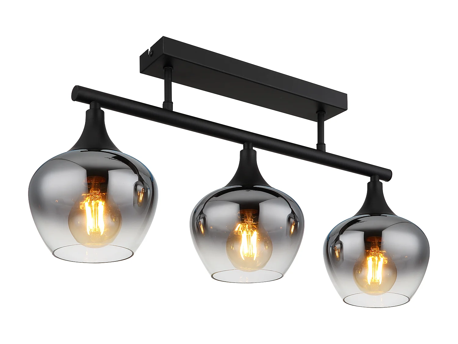 Plafonnier métal noir mat, 3x E27