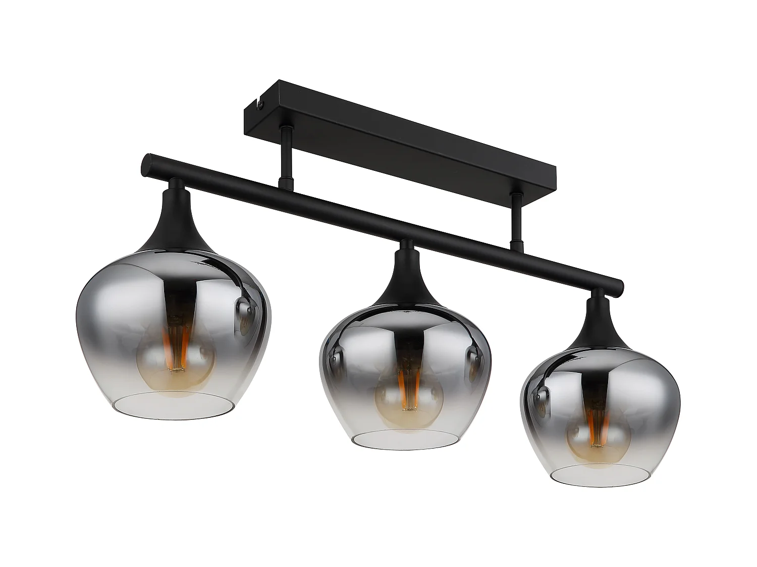 Plafonnier métal noir mat, 3x E27