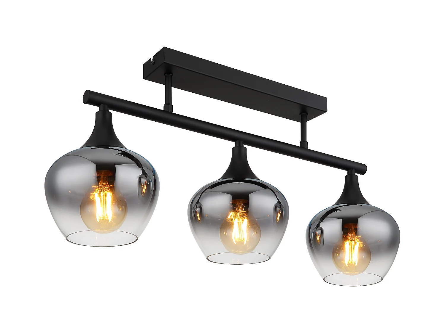 Plafonnier métal noir mat, 3x E27