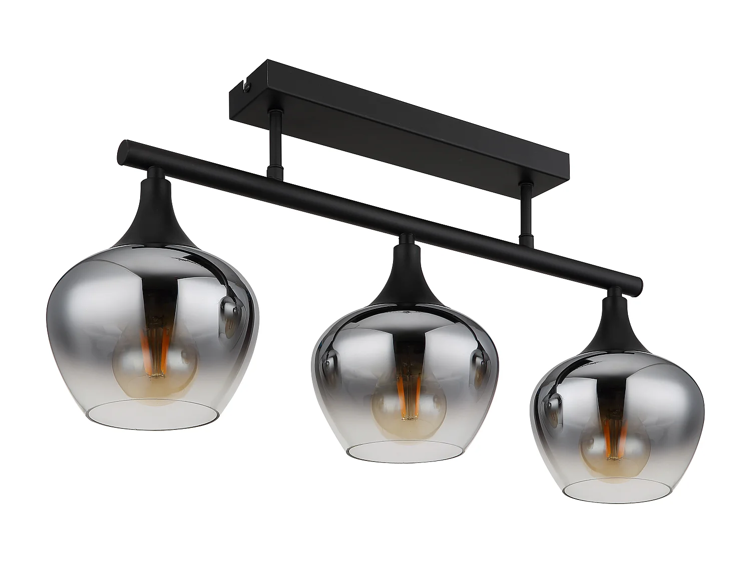 Plafonnier métal noir mat, 3x E27