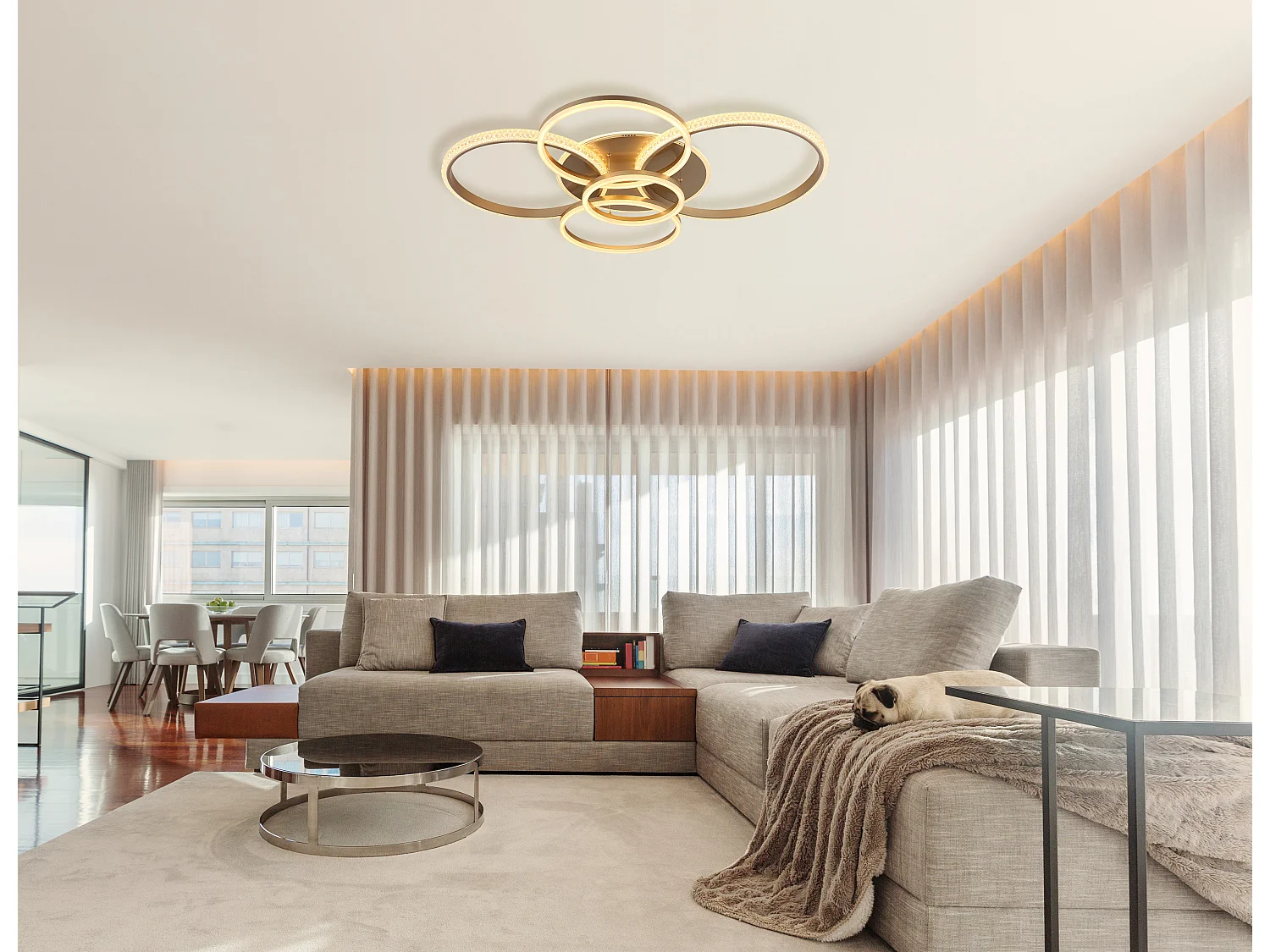 Deckenleuchte Metall champagnerfarben matt, LED