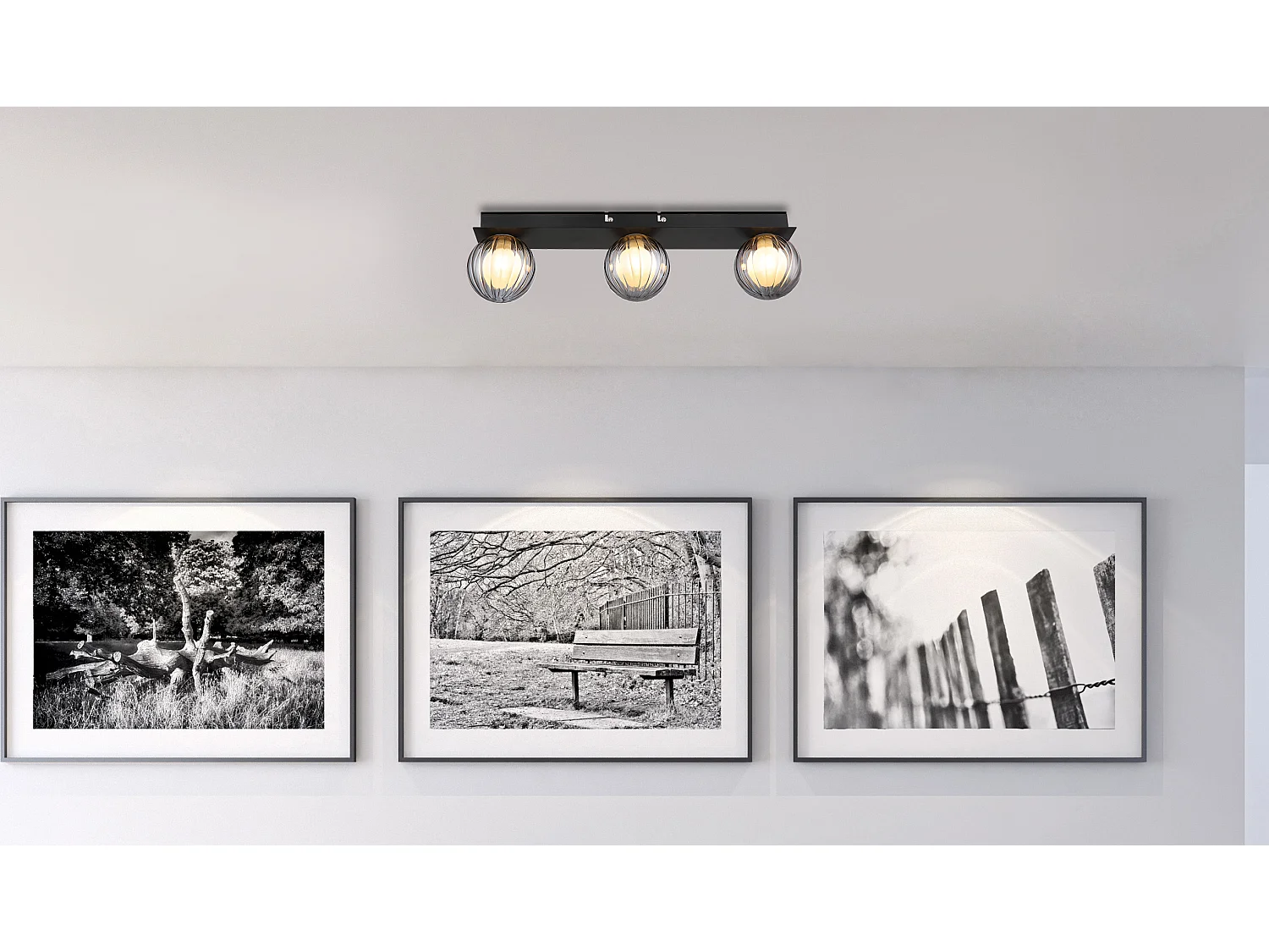 Plafonnier métal noir mat, 3x G9 LED