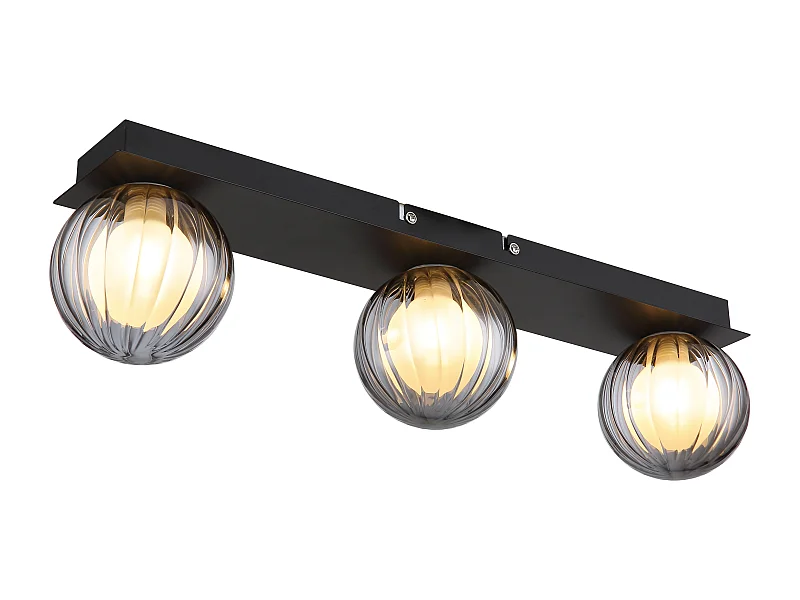 Plafonnier métal noir mat, 3x G9 LED