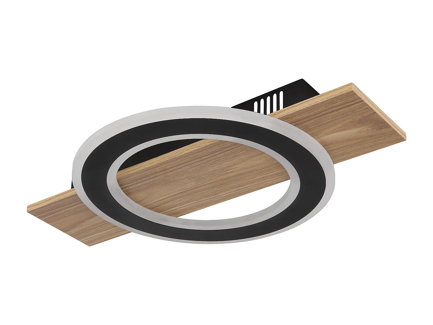 Plafonnier plastique décor bois foncé, LED