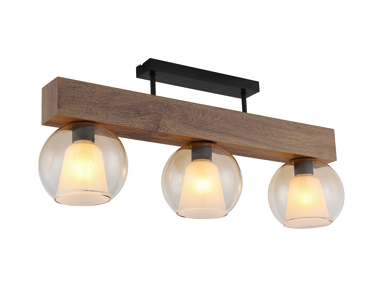 Plafonnier métal noir mat, 3x E27