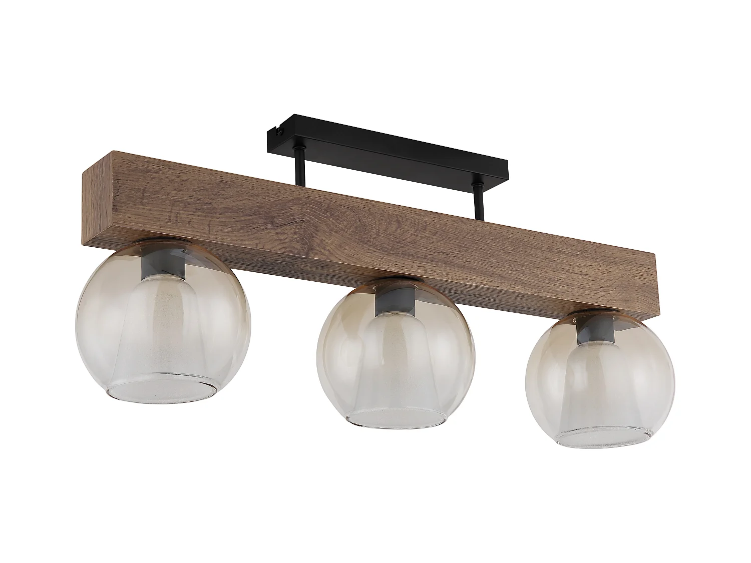 Plafonnier métal noir mat, 3x E27