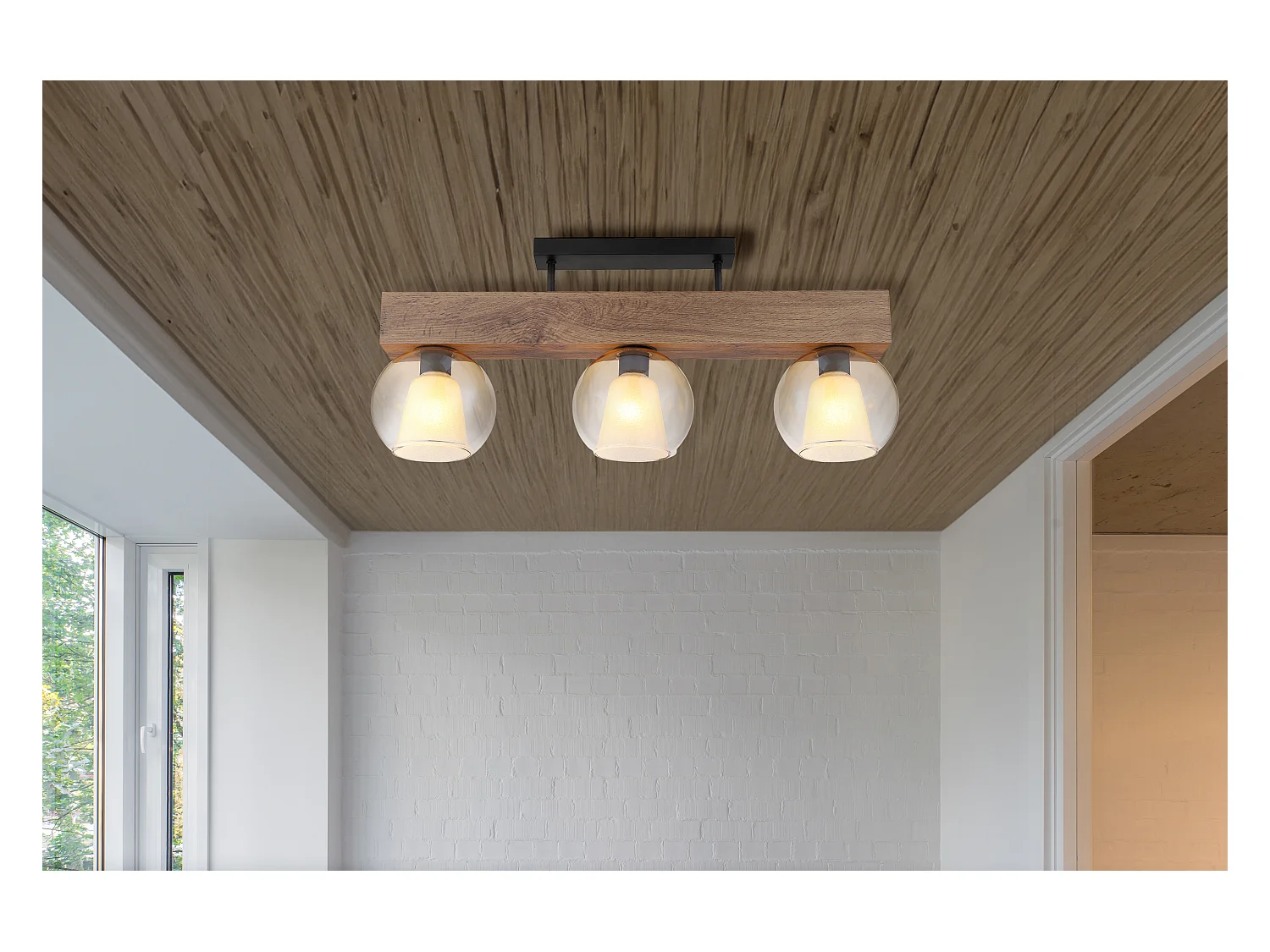 Plafonnier métal noir mat, 3x E27