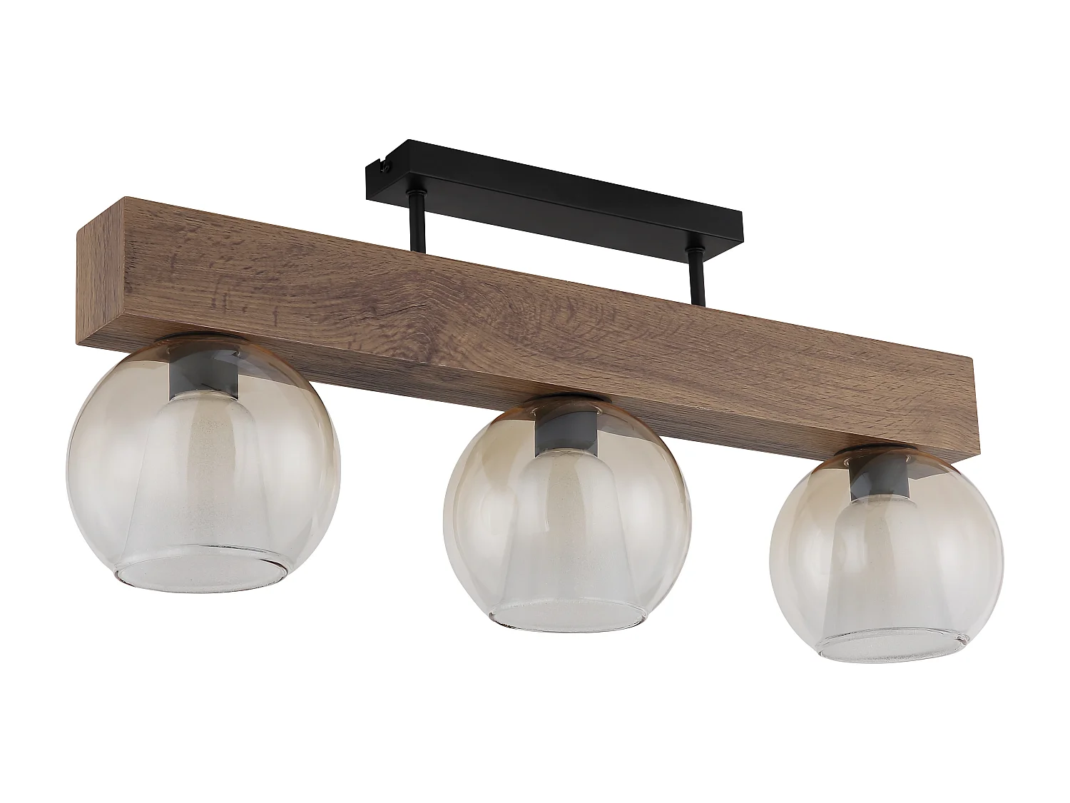 Plafonnier métal noir mat, 3x E27