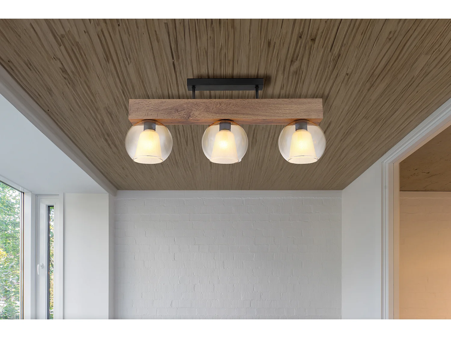 Plafonnier métal noir mat, 3x E27