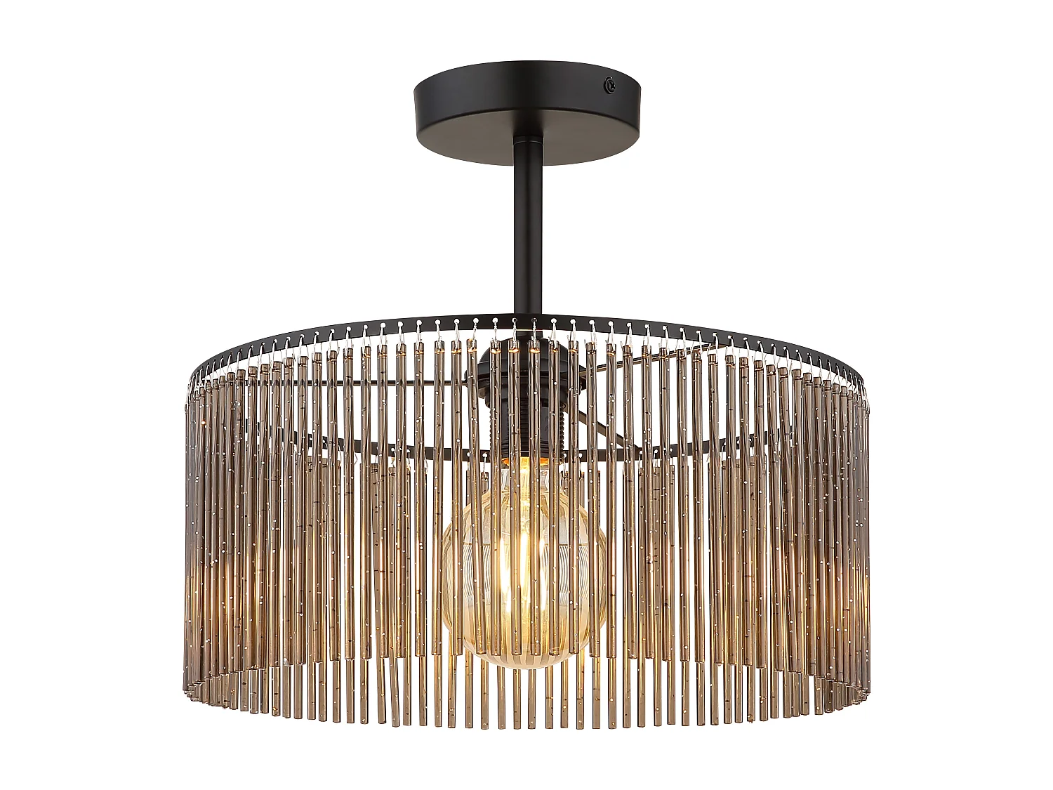 Plafonnier métal noir mat, 1x E27