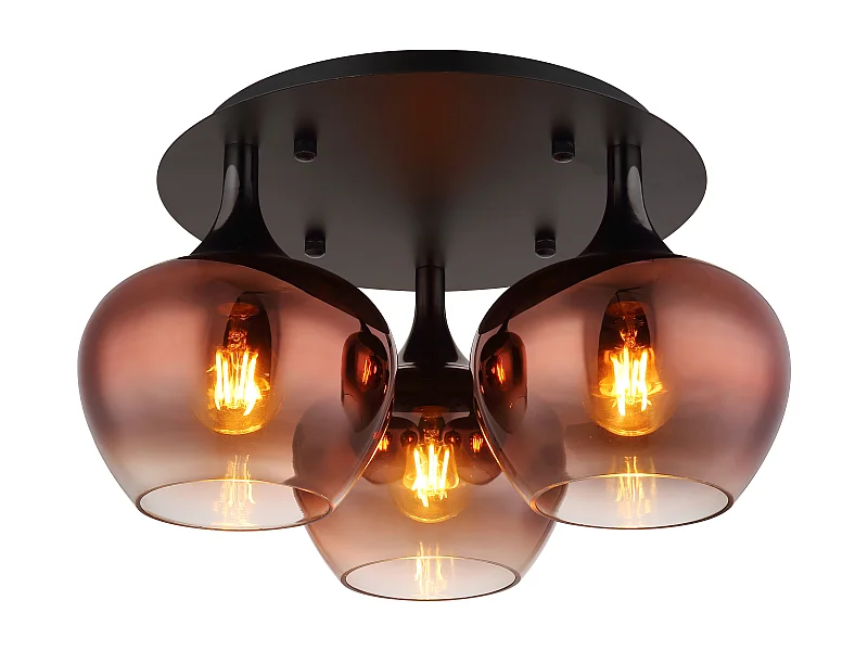 Plafonnier métal noir mat, 3x E27