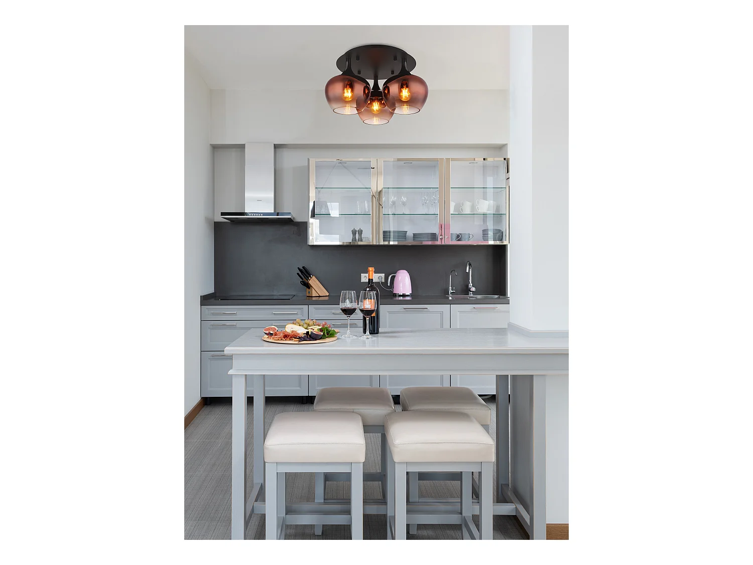 Plafoniera metallo nero satinato, 3x E27