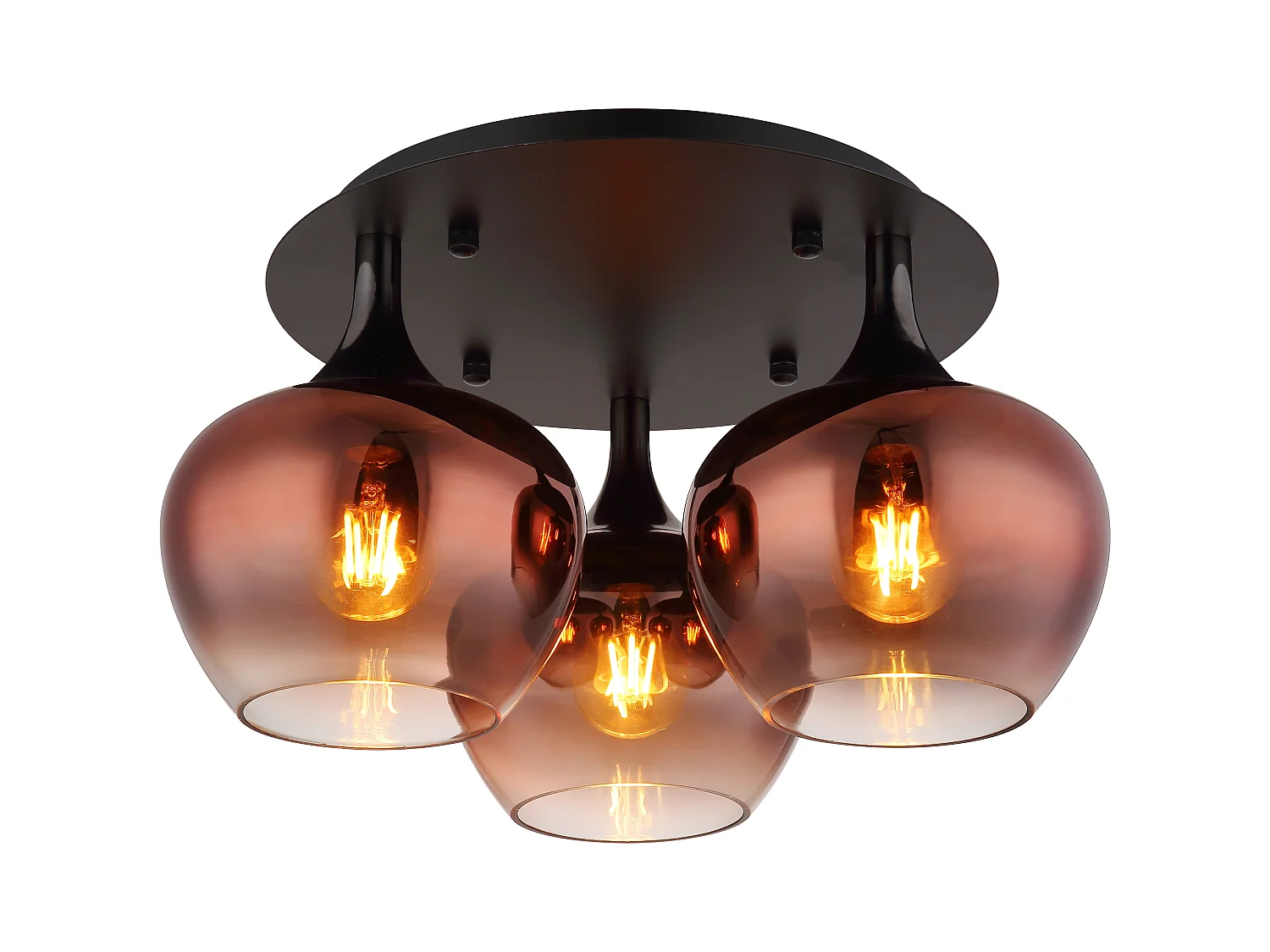 Plafonnier métal noir mat, 3x E27