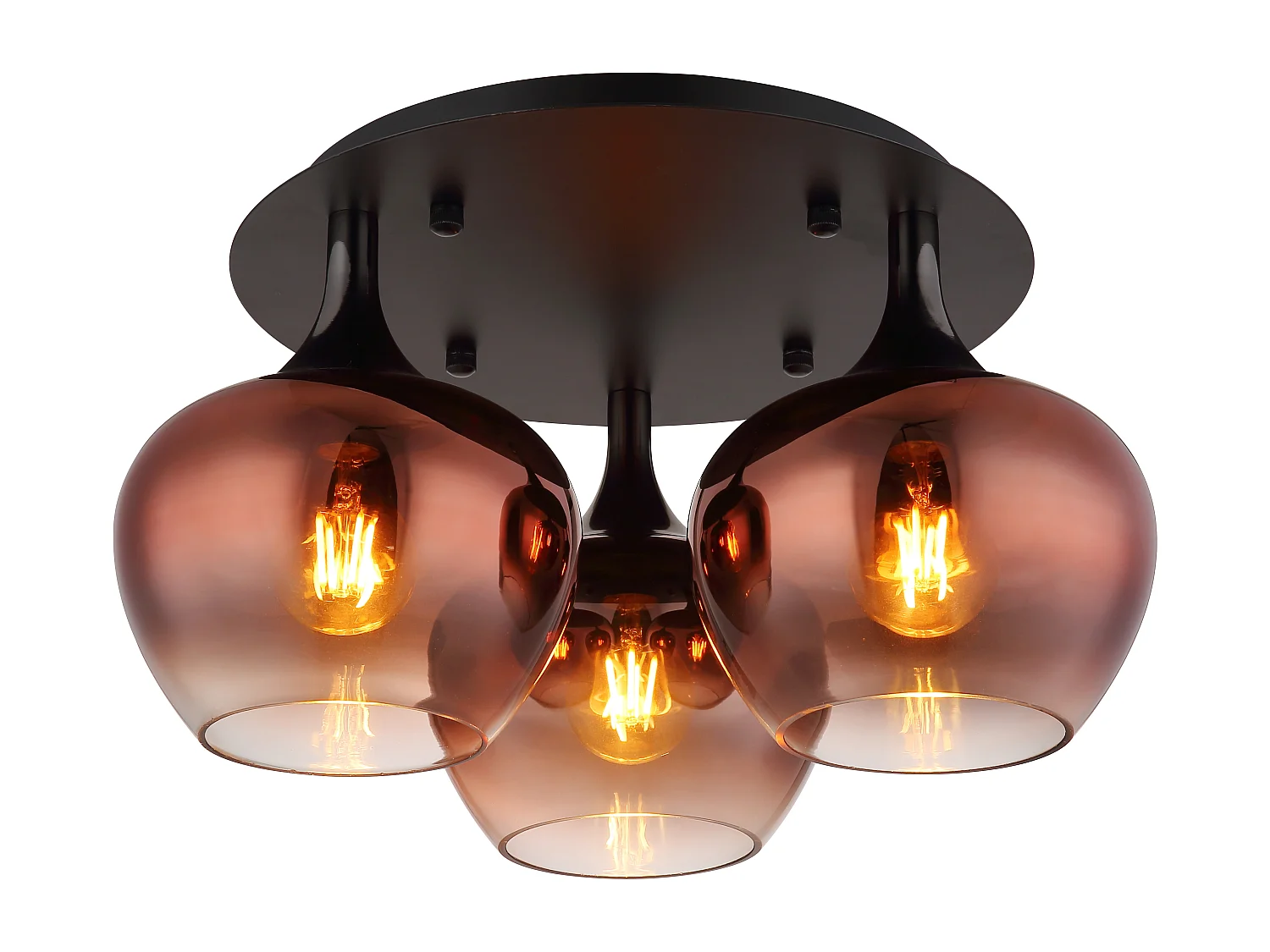 Plafonnier métal noir mat, 3x E27