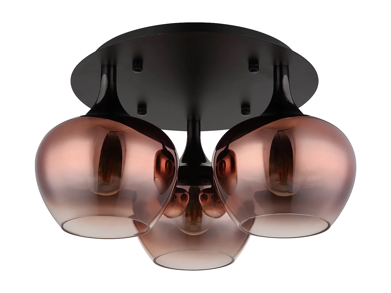 Plafonnier métal noir mat, 3x E27