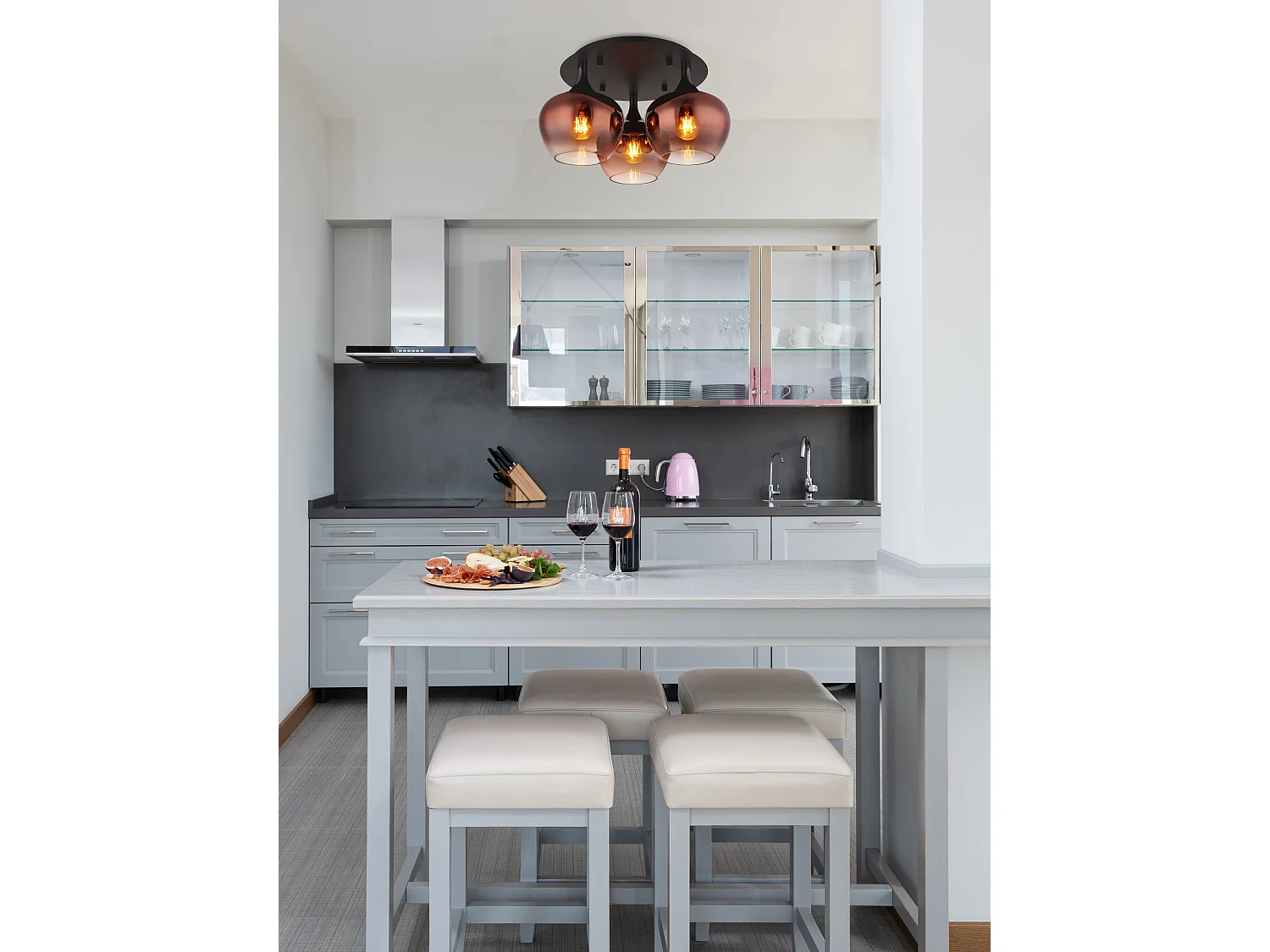 Plafonnier métal noir mat, 3x E27