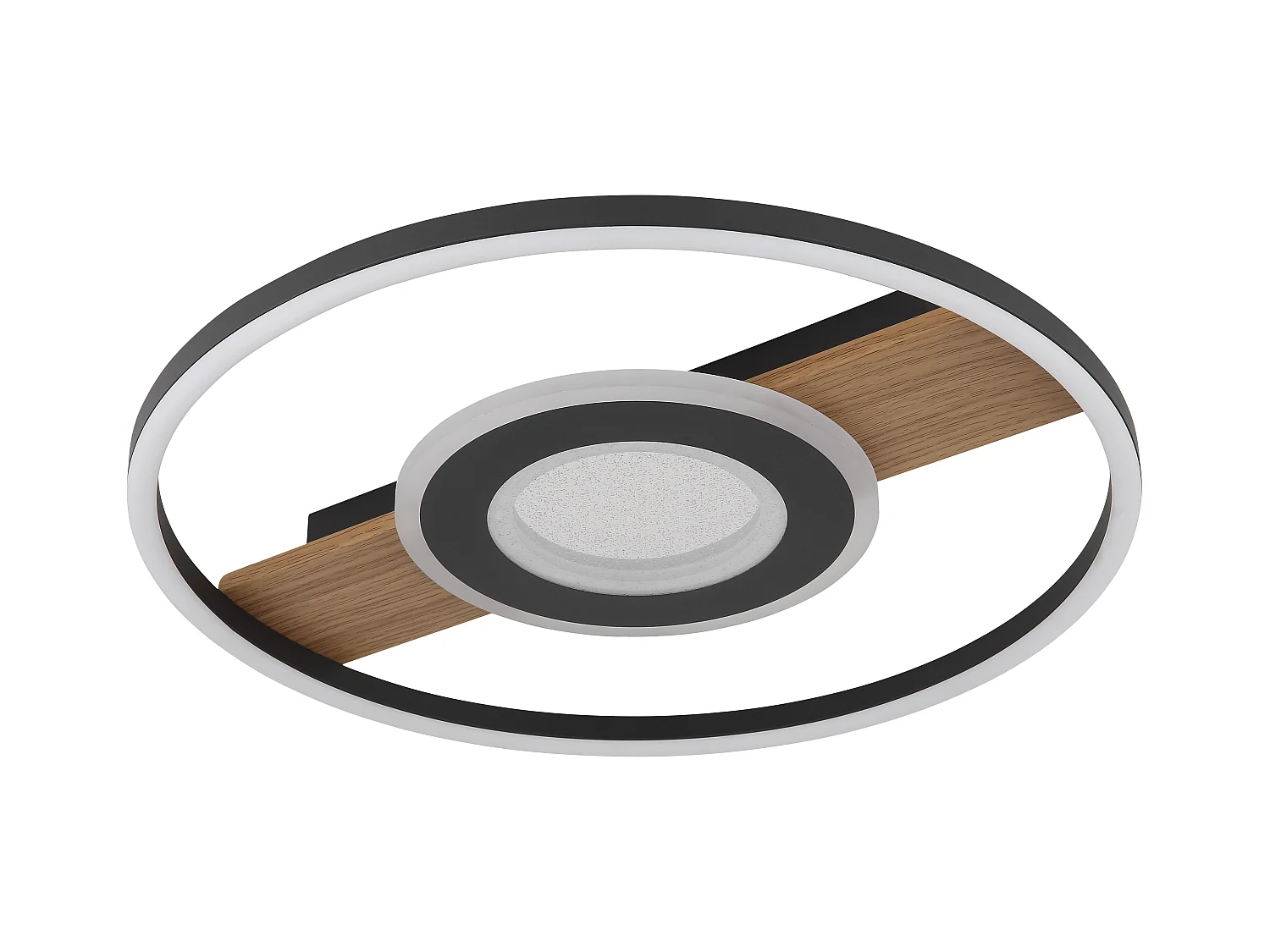 Plafonnier métal décor bois, LED