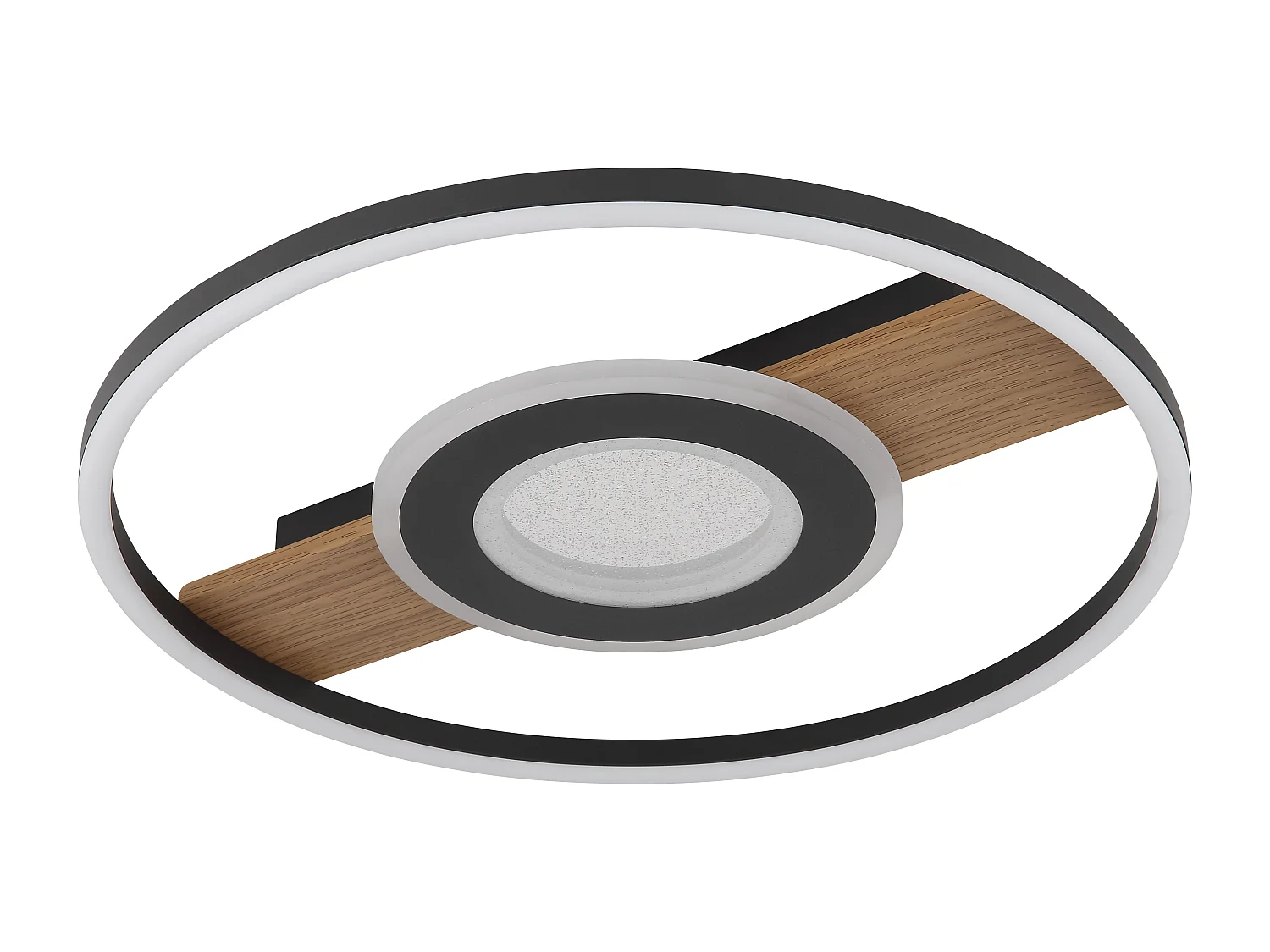 Plafonnier métal décor bois, LED