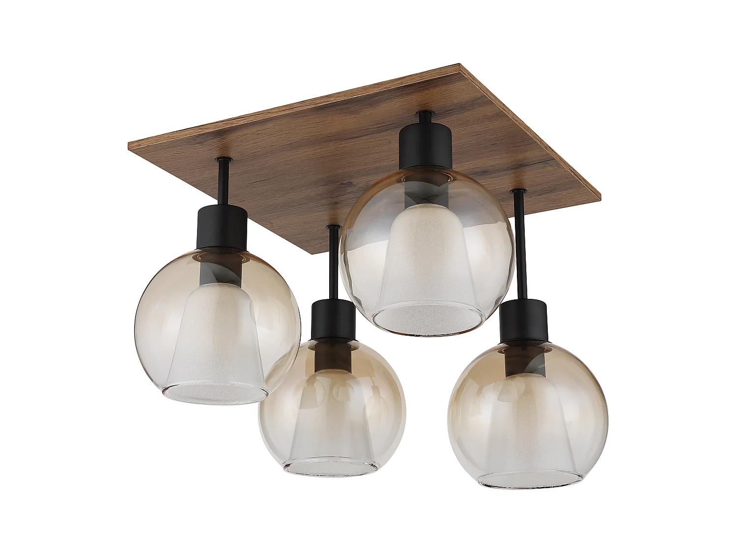 Plafoniera metallo nero satinato, 4x E27