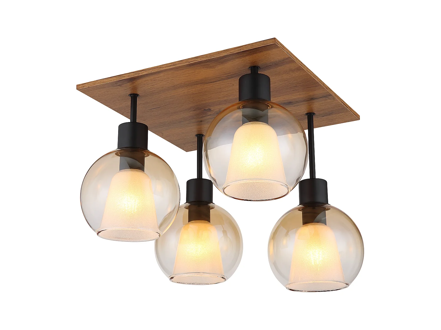 Plafonnier métal noir mat, 4x E27